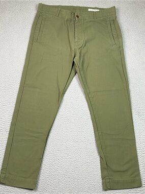 Outerknown Chino Pants Men's Size 34 Green Button Fly Cotton Beach Surf *